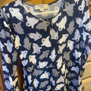 Ghost Print Long Sleeve Dress